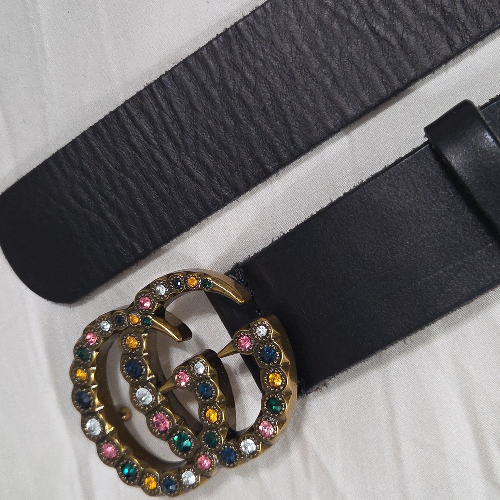 Gucci Gem Belt Leather GG Buckle - Picture 7 of 14